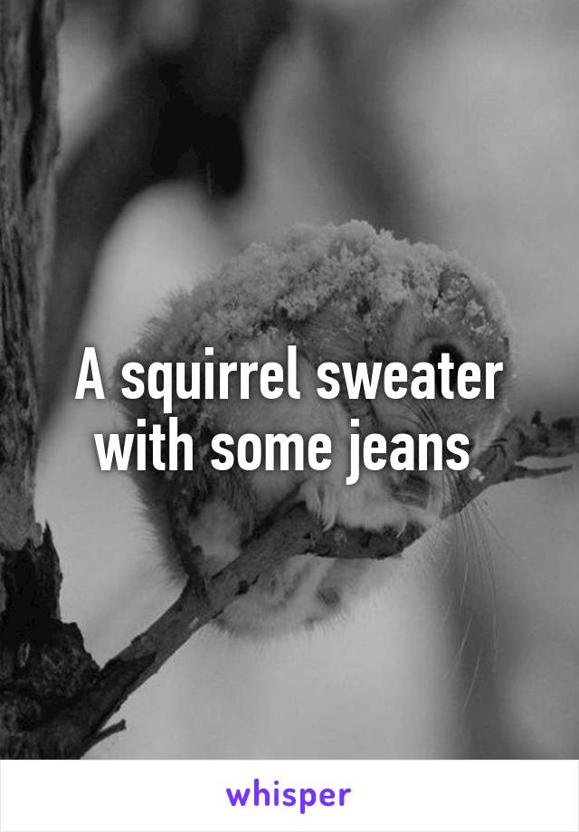 A squirrel sweater with some jeans 