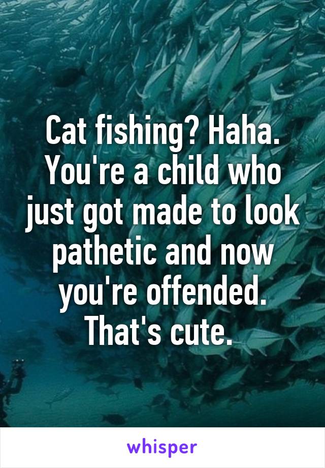 Cat fishing? Haha. You're a child who just got made to look pathetic and now you're offended. That's cute. 