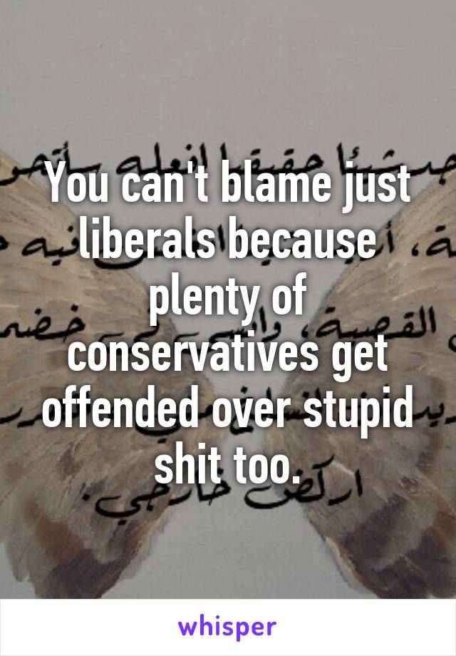 You can't blame just liberals because plenty of conservatives get offended over stupid shit too.