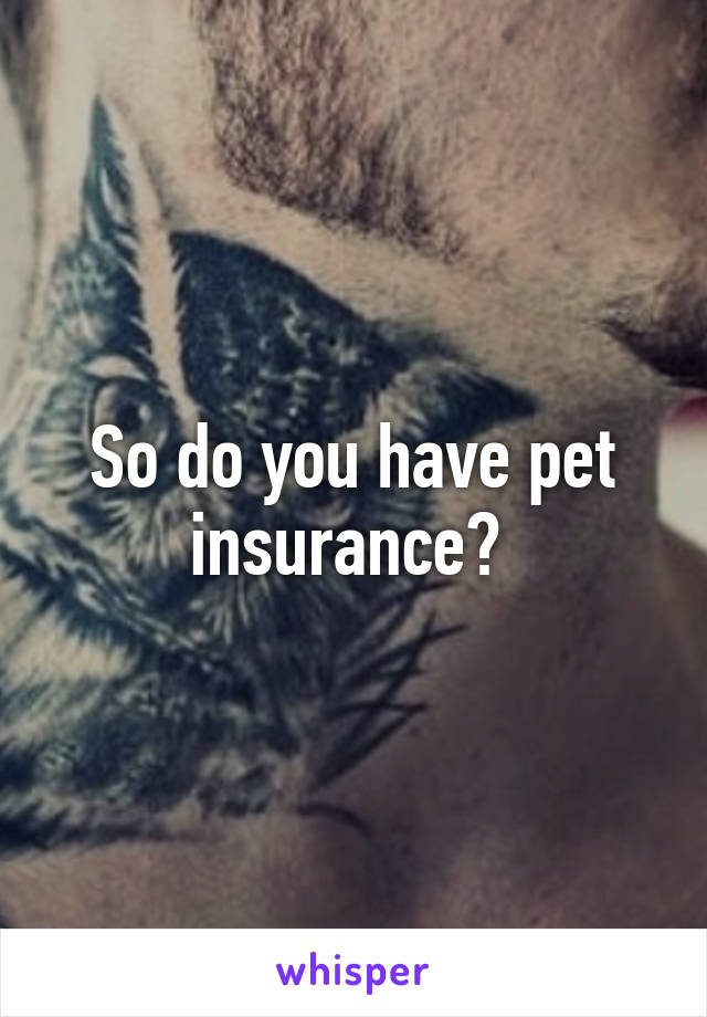 So do you have pet insurance? 