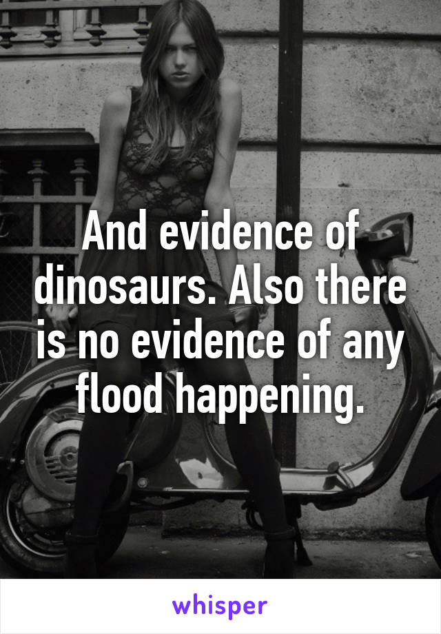 And evidence of dinosaurs. Also there is no evidence of any flood happening.