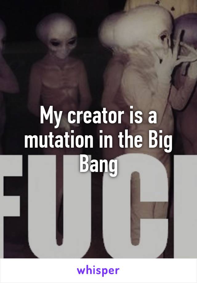 My creator is a mutation in the Big Bang