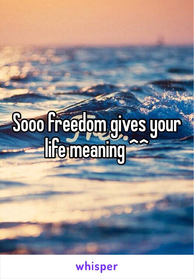 Sooo freedom gives your life meaning ^^