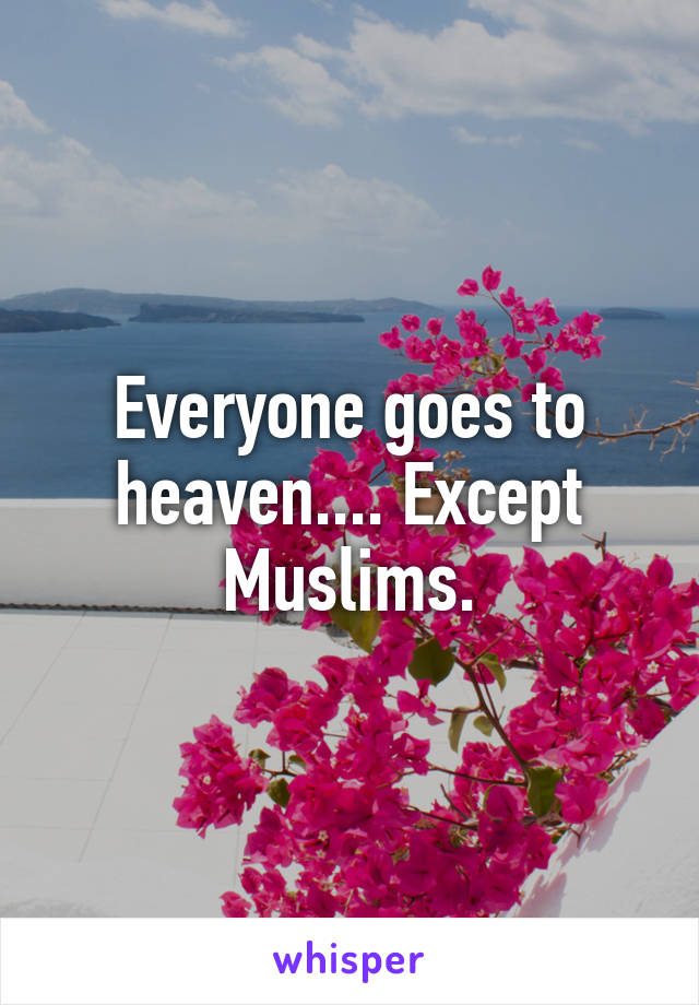 Everyone goes to heaven.... Except Muslims.