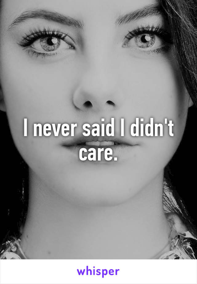 I never said I didn't care.