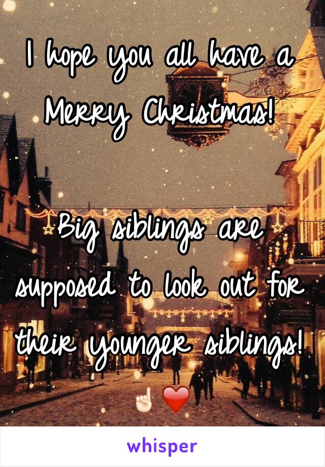 I hope you all have a Merry Christmas!

Big siblings are supposed to look out for their younger siblings!  ☝🏻❤️