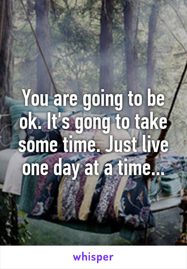 You are going to be ok. It's gong to take some time. Just live one day at a time...