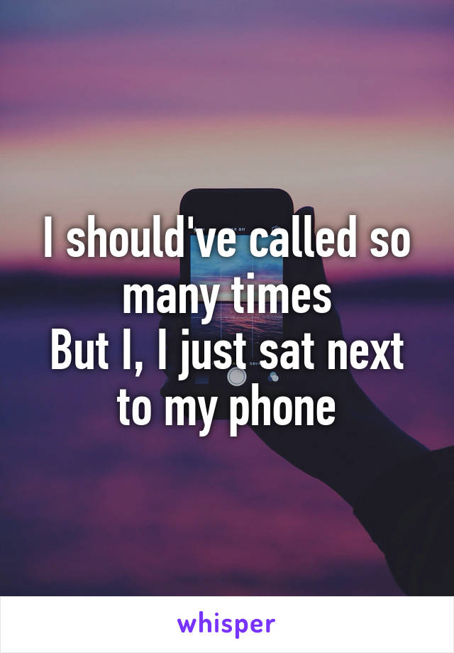 I should've called so many times
But I, I just sat next to my phone