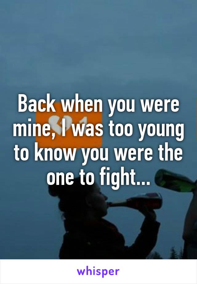 Back when you were mine, I was too young to know you were the one to fight...