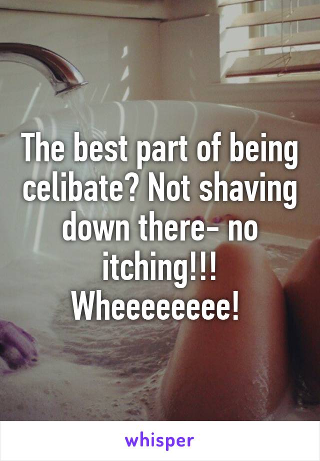 The best part of being celibate? Not shaving down there- no itching!!! Wheeeeeeee! 