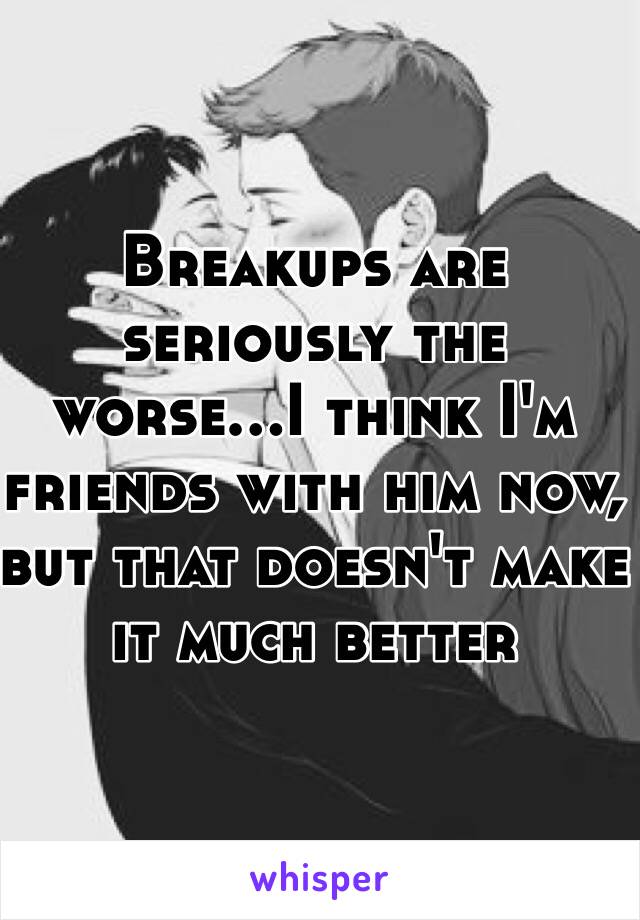 Breakups are seriously the worse...I think I'm friends with him now, but that doesn't make it much better 