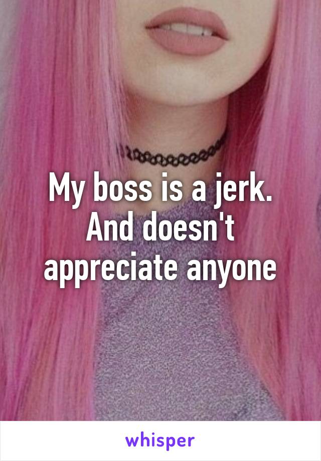 My boss is a jerk. And doesn't appreciate anyone