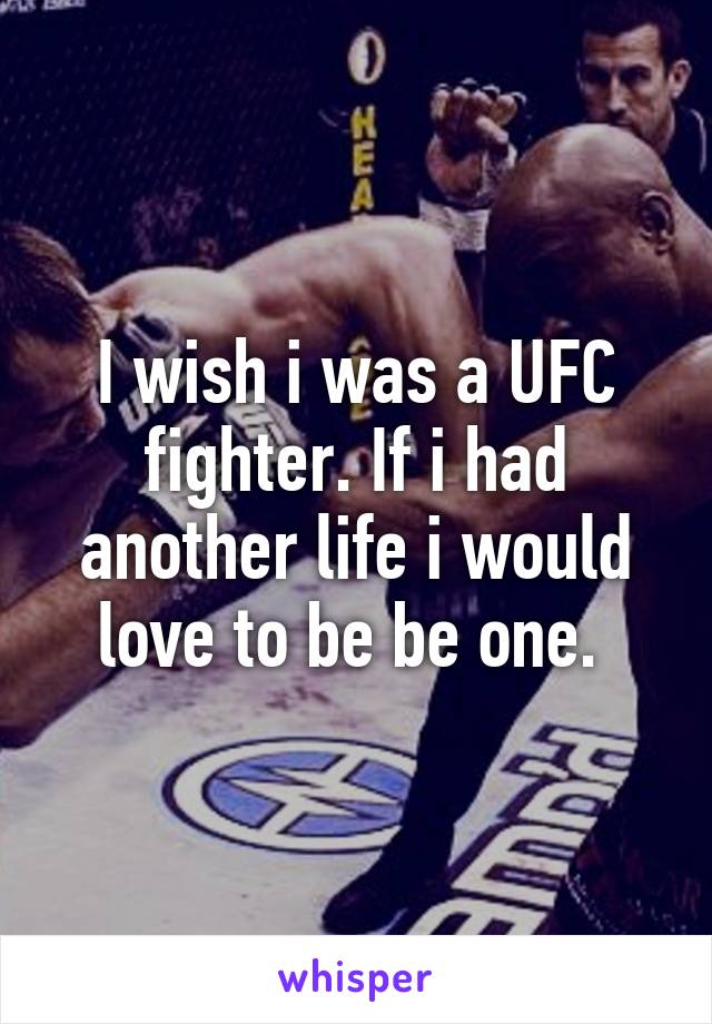 I wish i was a UFC fighter. If i had another life i would love to be be one. 