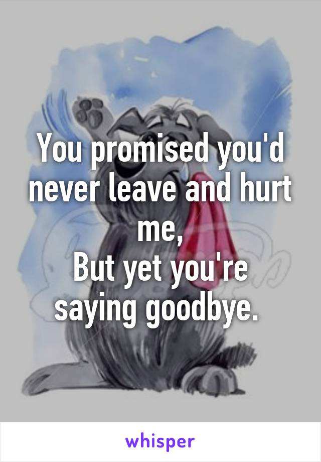 You promised you'd never leave and hurt me,
But yet you're saying goodbye. 