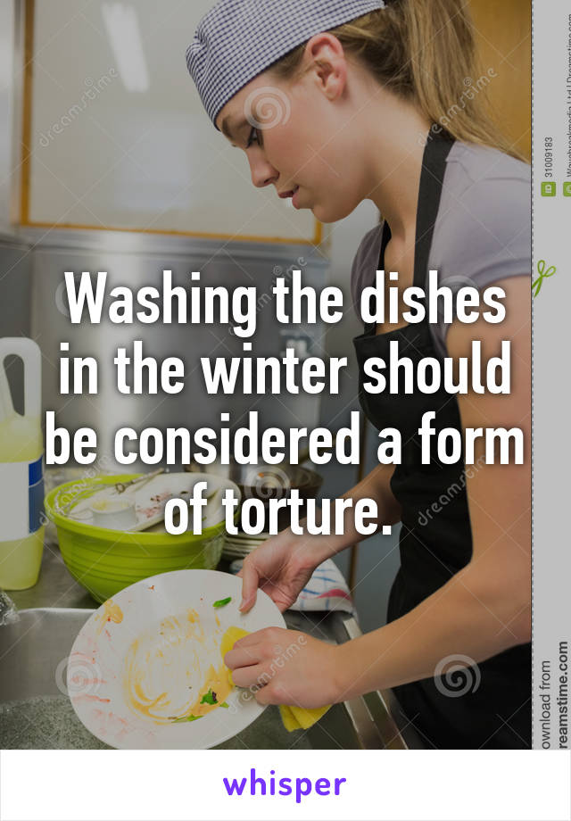 Washing the dishes in the winter should be considered a form of torture. 