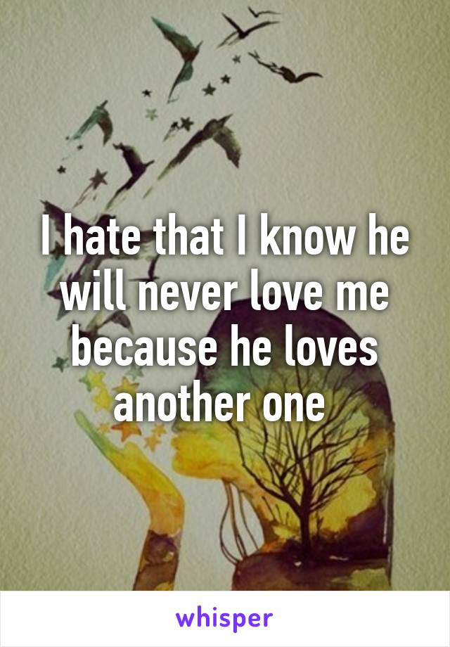 I hate that I know he will never love me because he loves another one 