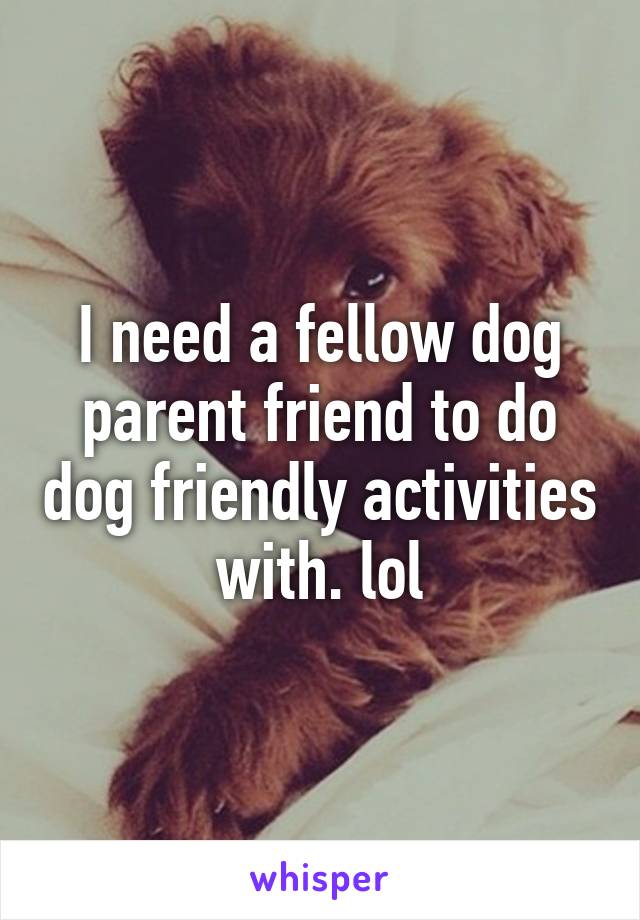 I need a fellow dog parent friend to do dog friendly activities with. lol