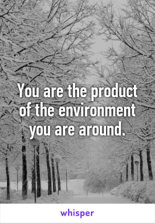 You are the product of the environment you are around.