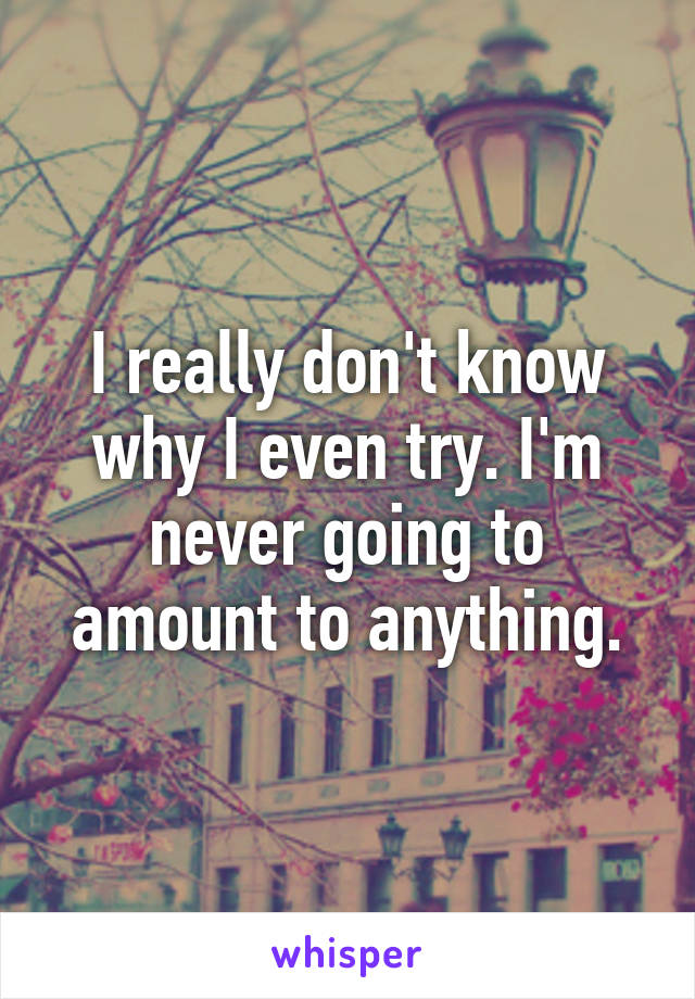 I really don't know why I even try. I'm never going to amount to anything.