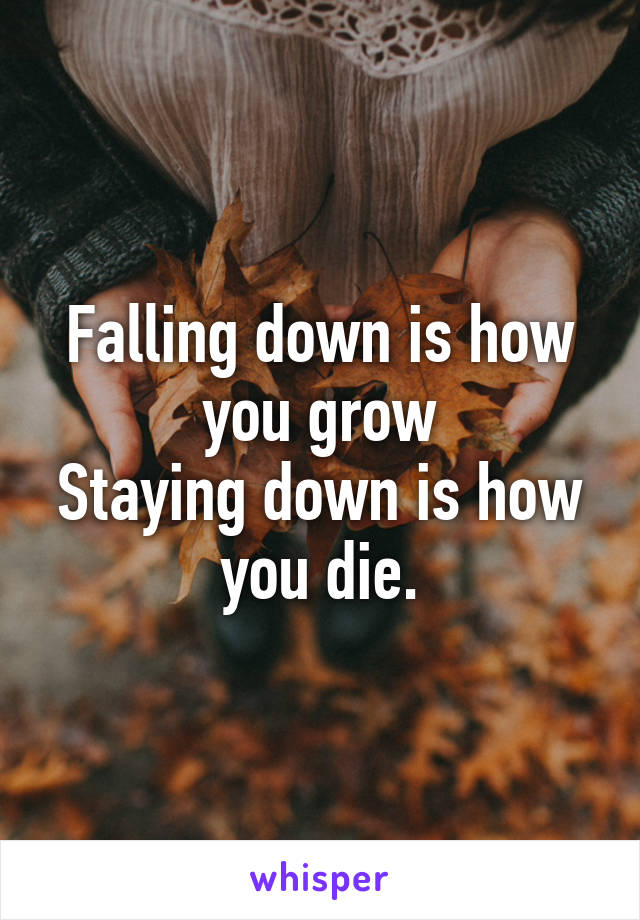 Falling down is how you grow
Staying down is how you die.