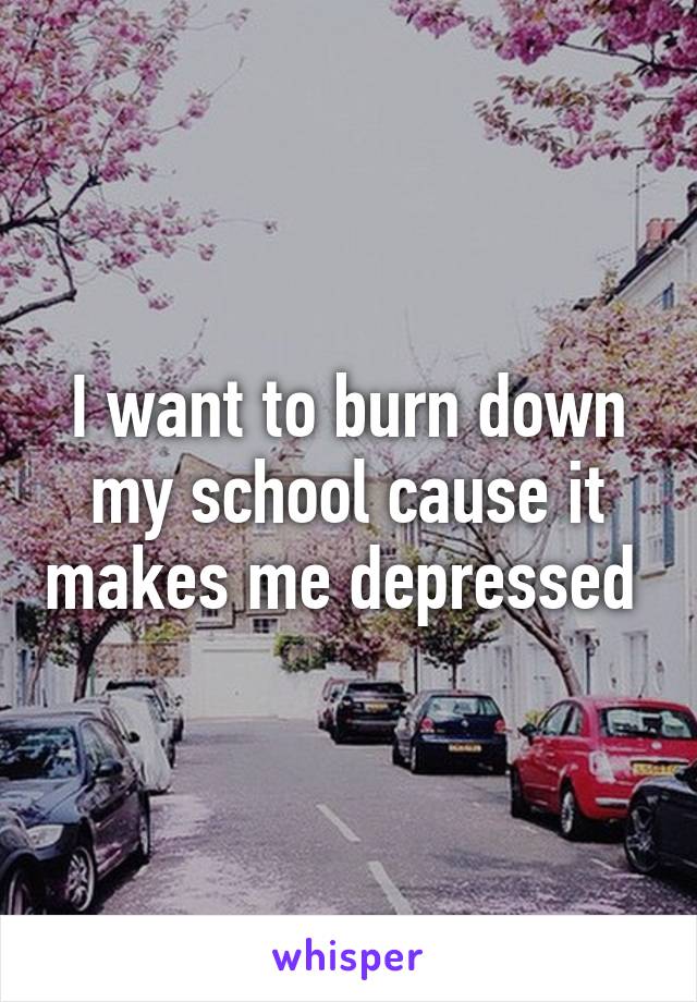 I want to burn down my school cause it makes me depressed 