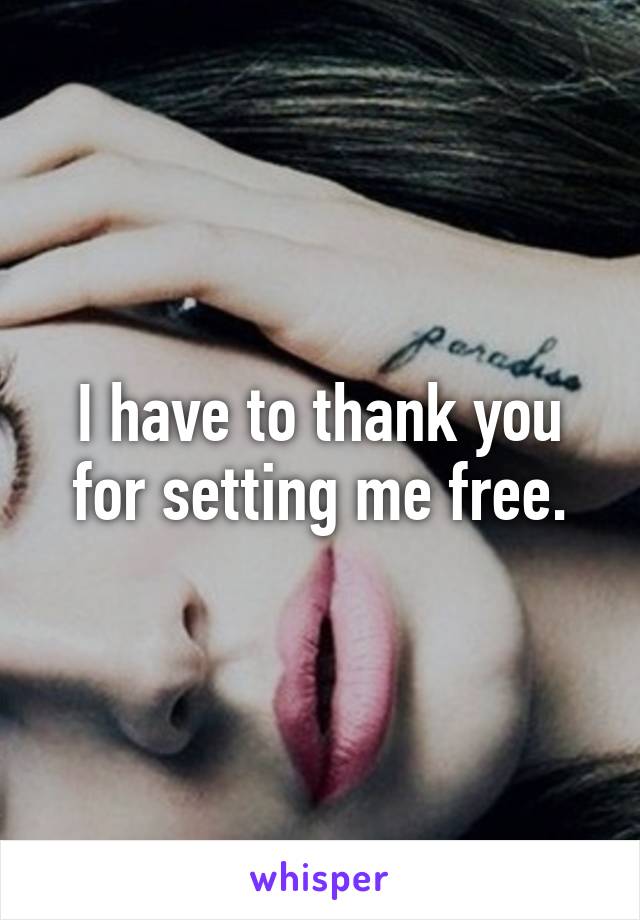 I have to thank you for setting me free.