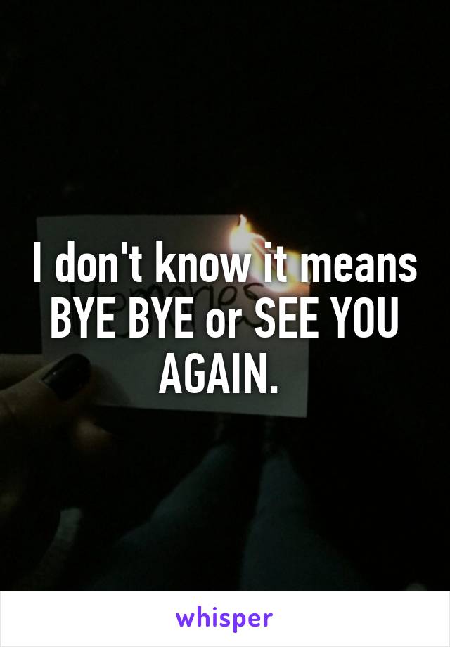 I don't know it means BYE BYE or SEE YOU AGAIN. 