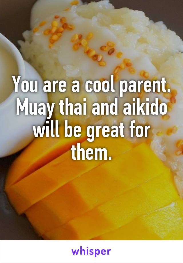 You are a cool parent. Muay thai and aikido will be great for them.
