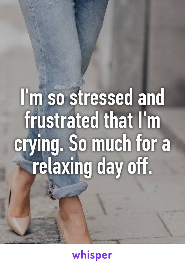 I'm so stressed and frustrated that I'm crying. So much for a relaxing day off.