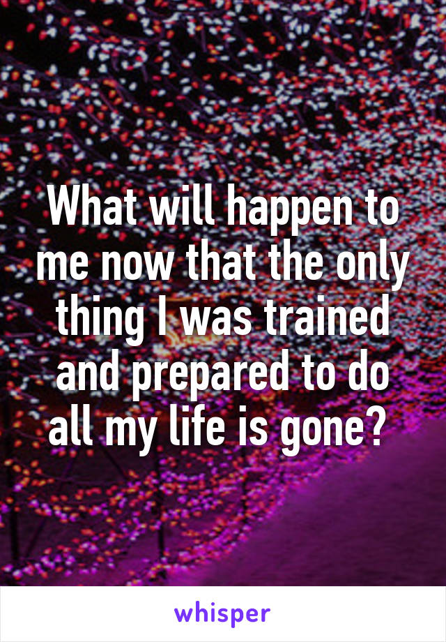 What will happen to me now that the only thing I was trained and prepared to do all my life is gone? 