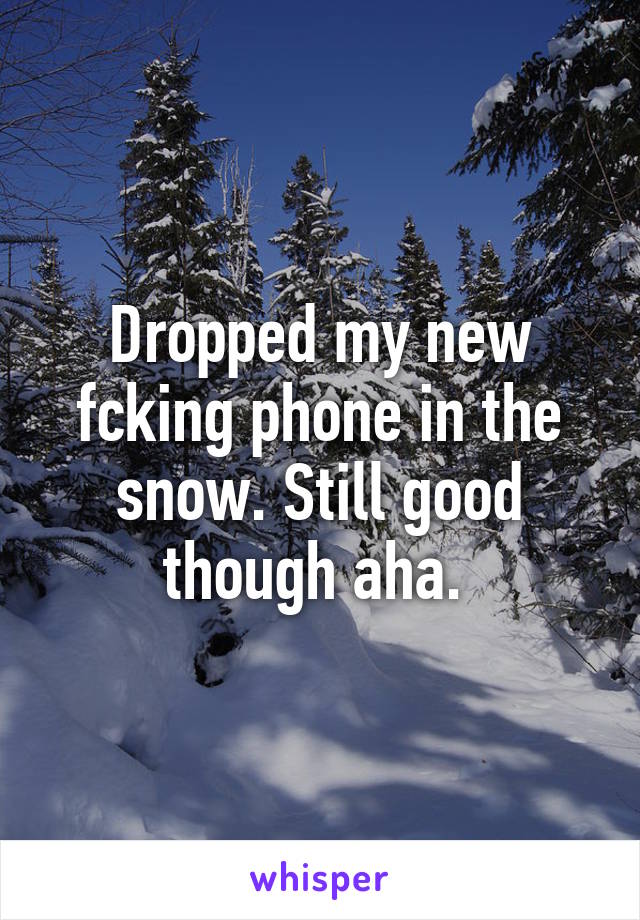 Dropped my new fcking phone in the snow. Still good though aha. 