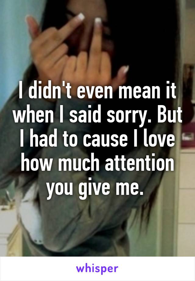 I didn't even mean it when I said sorry. But I had to cause I love how much attention you give me. 