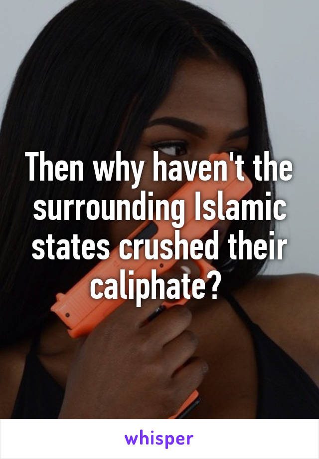 Then why haven't the surrounding Islamic states crushed their caliphate? 