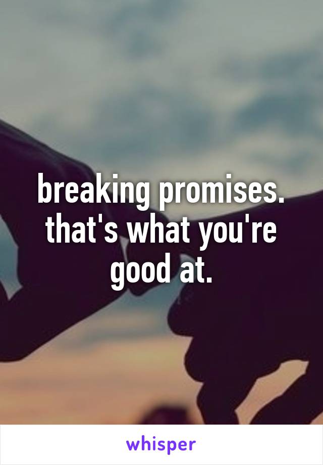 breaking promises. that's what you're good at.