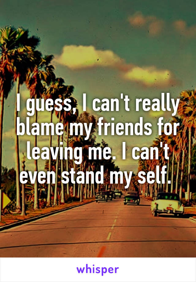 I guess, I can't really blame my friends for leaving me. I can't even stand my self. 