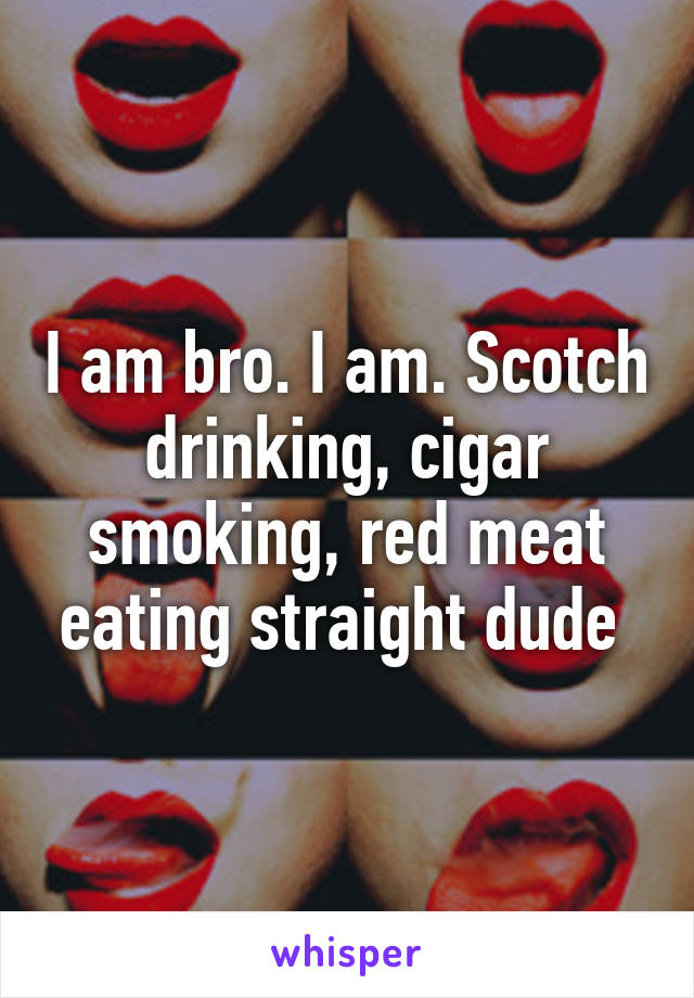 I am bro. I am. Scotch drinking, cigar smoking, red meat eating straight dude 