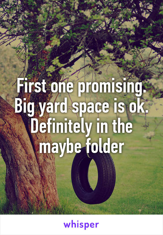 First one promising. Big yard space is ok. Definitely in the maybe folder