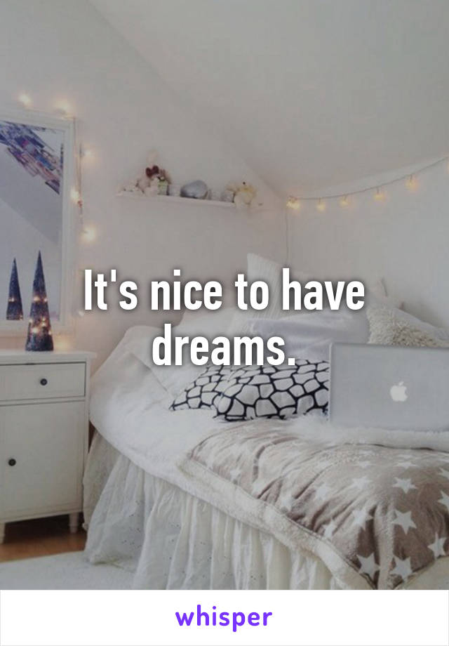 It's nice to have dreams.