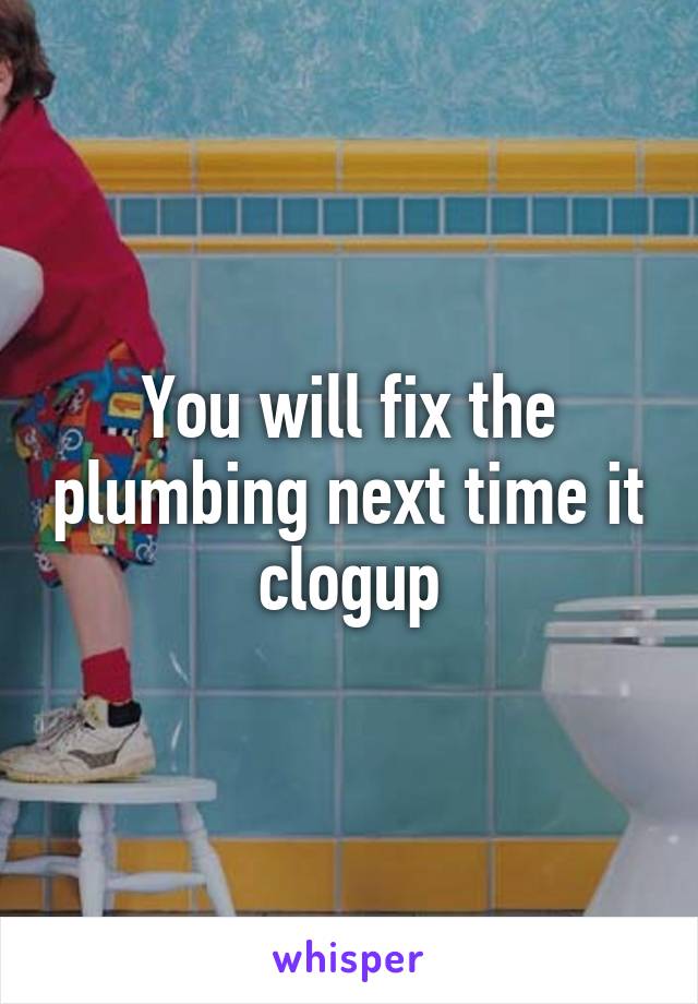 You will fix the plumbing next time it clogup