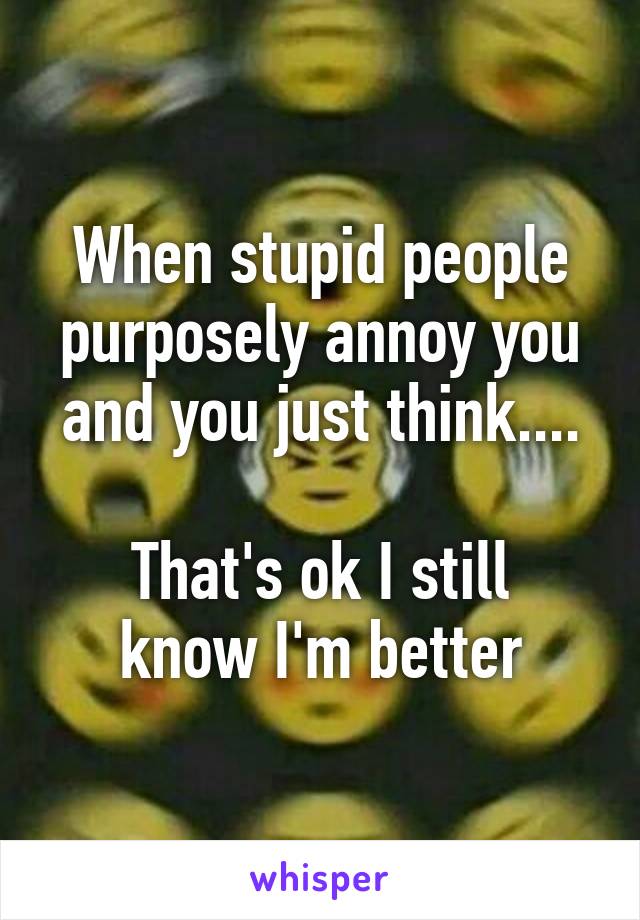 When stupid people purposely annoy you and you just think....

That's ok I still know I'm better