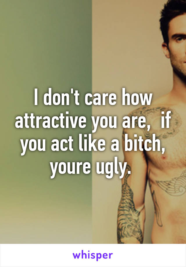 I don't care how attractive you are,  if you act like a bitch, youre ugly. 