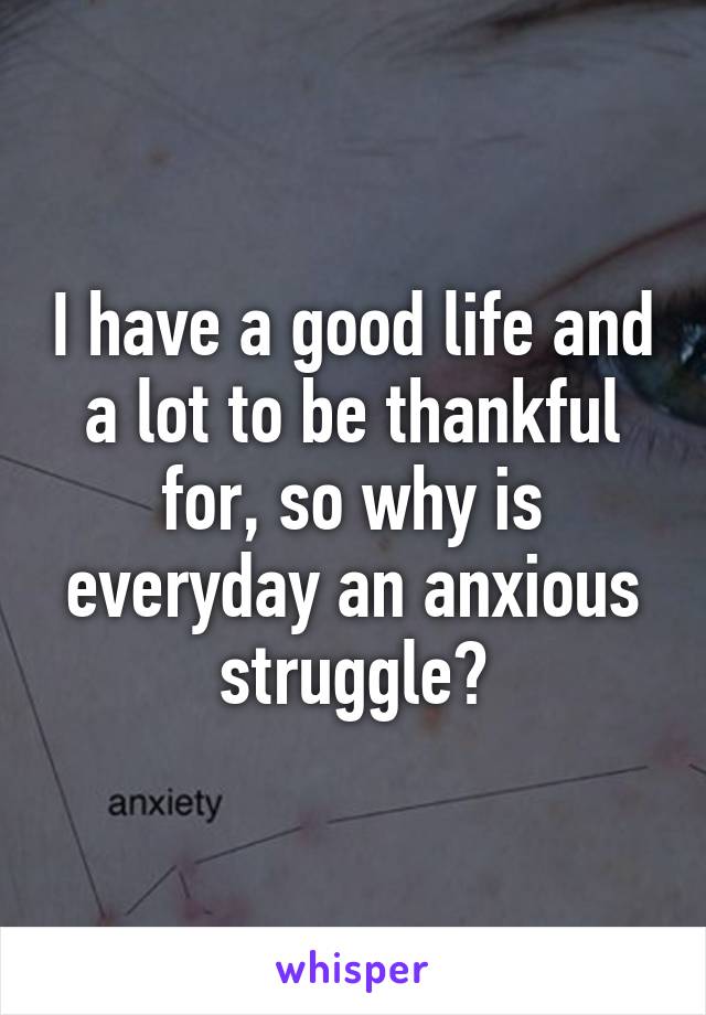 I have a good life and a lot to be thankful for, so why is everyday an anxious struggle?