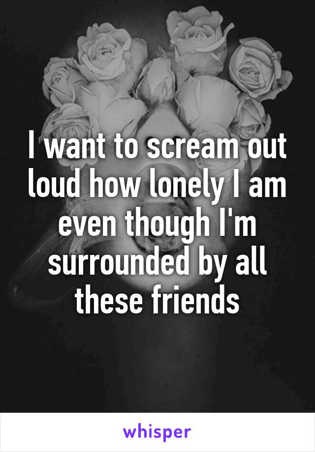 I want to scream out loud how lonely I am even though I'm surrounded by all these friends