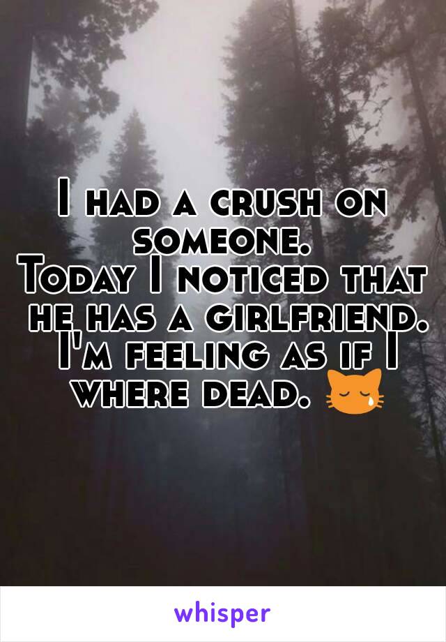 I had a crush on someone. 
Today I noticed that he has a girlfriend. I'm feeling as if I where dead. 😿