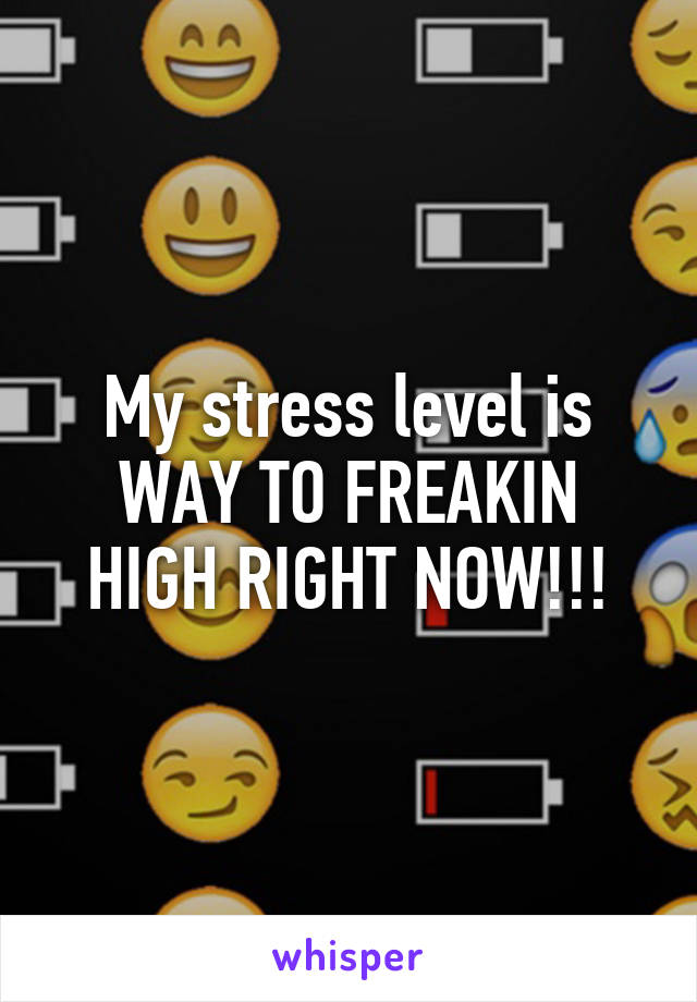 My stress level is WAY TO FREAKIN HIGH RIGHT NOW!!!