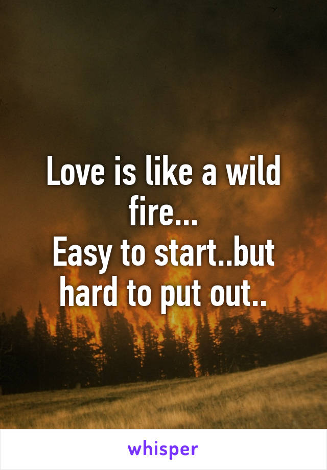 Love is like a wild fire...
Easy to start..but hard to put out..