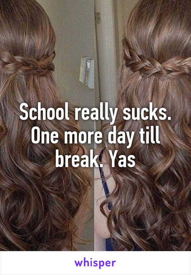 School really sucks. One more day till break. Yas