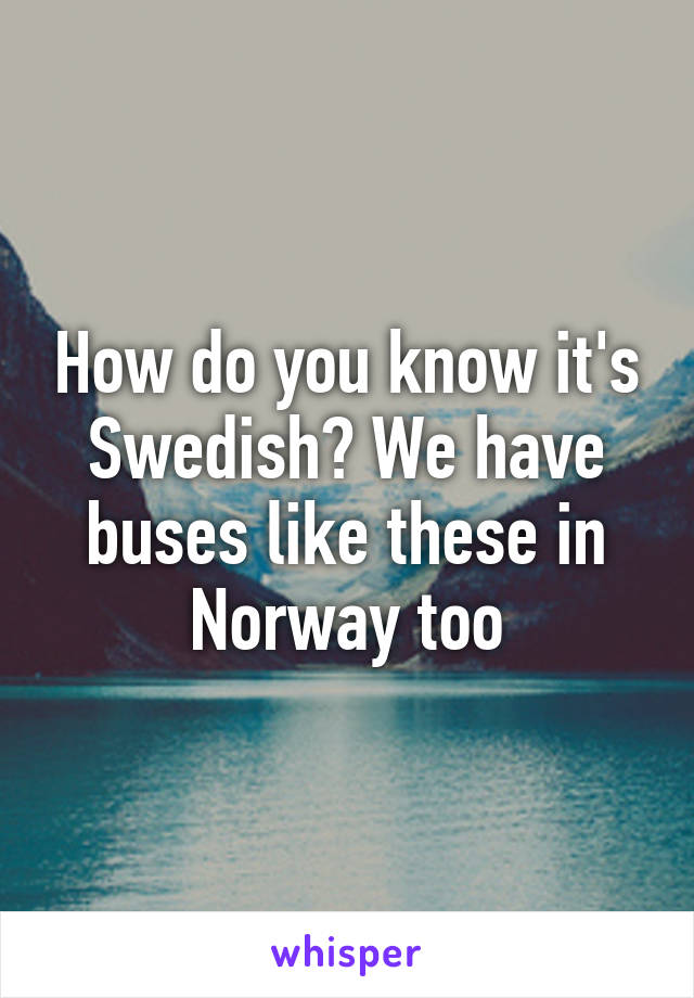 How do you know it's Swedish? We have buses like these in Norway too