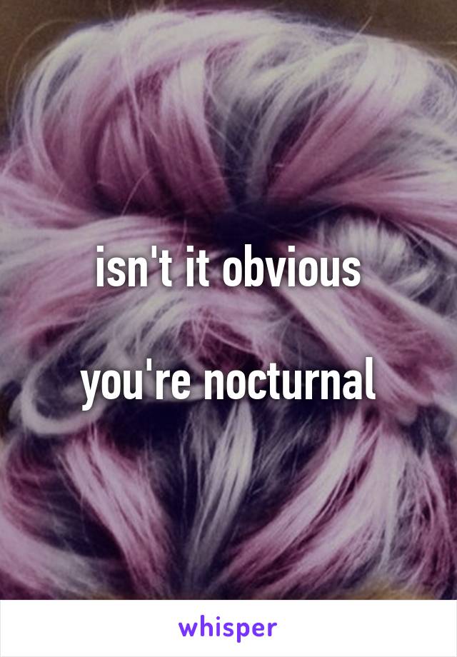 isn't it obvious

you're nocturnal