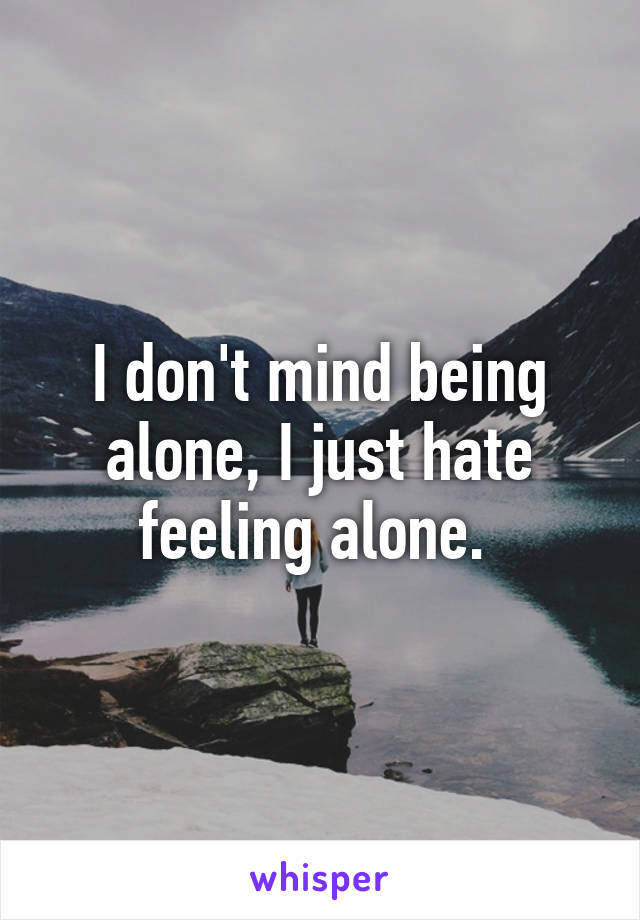 I don't mind being alone, I just hate feeling alone. 